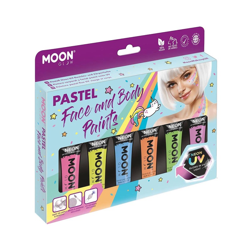 Moon Glow UV Reactive 6 Pack Pastel Face Paints