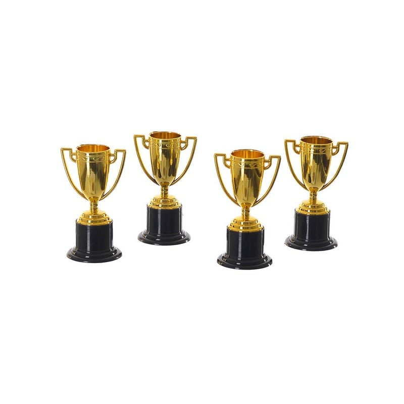 Novelty Set of 4 Mini Gold Plastic Trophies
