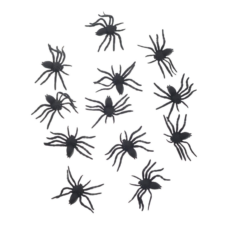 Pack of 12 Mini Black Spiders Halloween Decoration