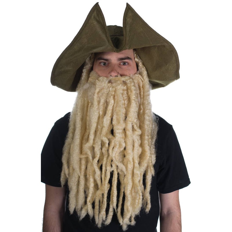 Pirate Davy Jones Costume Hat with Wig and Beard