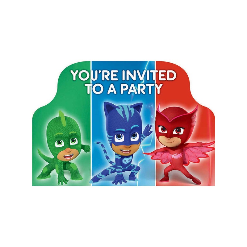 PJ Masks 8 Pack Party Invitations