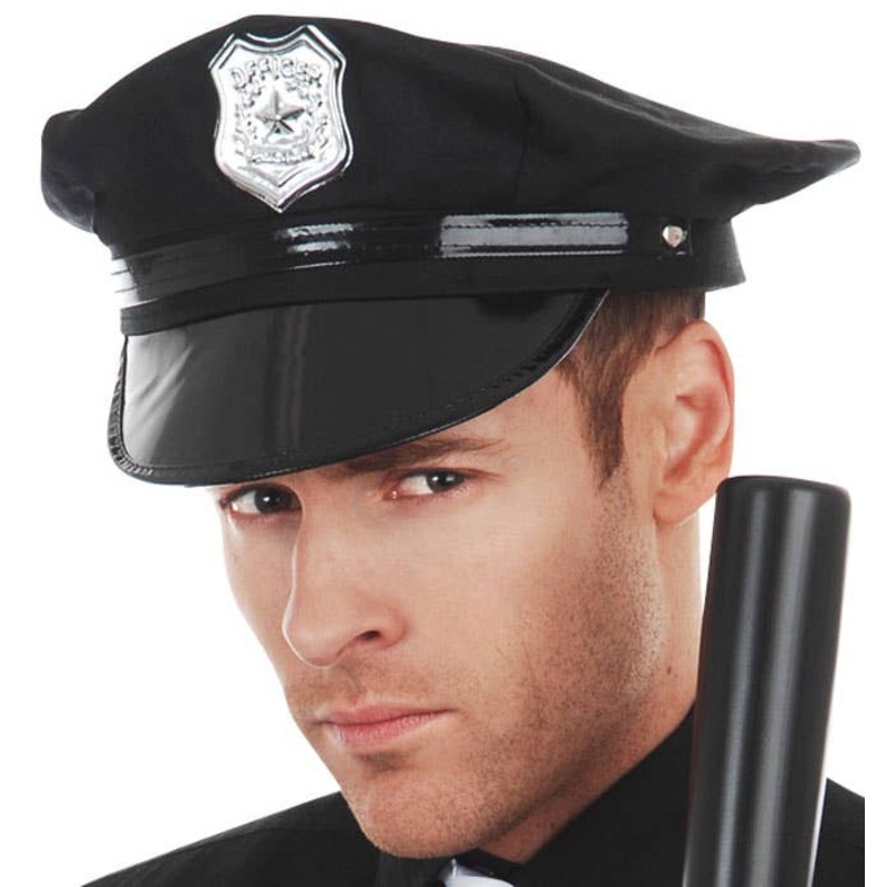 Police Officer Basic Black Costume Hat