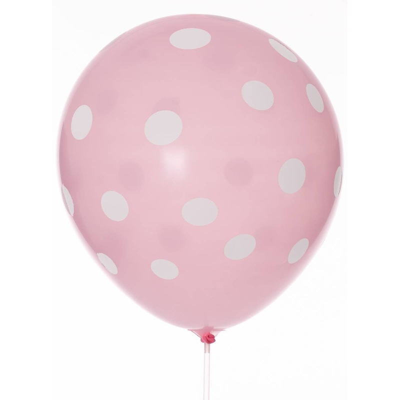 Polka Dot 6 Pack Light Pink 30cm Latex Balloons