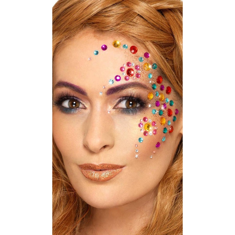 Rainbow Stick On Jewel Face Gems Costume Accessory