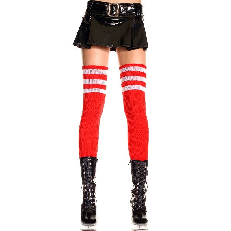 Red and White Thigh High Tights