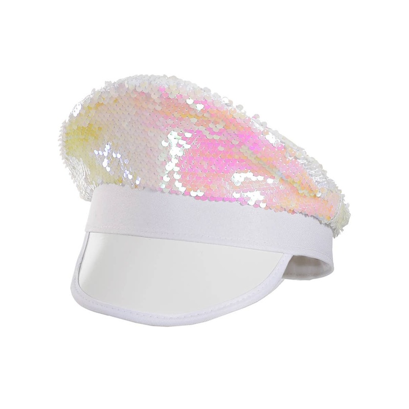 Reversible Pink and White Sequin Festival Hat