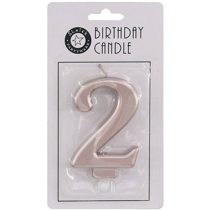 Rose Gold 9cm Number 2 Birthday Candle