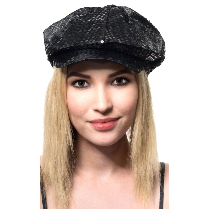 Sequined Retro Adults Black 70s Go Go Costume Cap