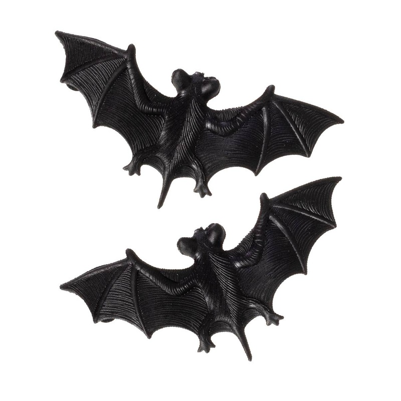 Set of 2 Plastic Black Bats Halloween Decoration