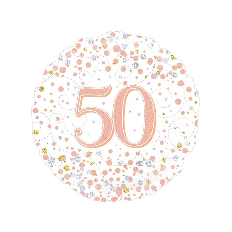 Sparkling Fizz Rose Gold 50th Round 45cm Foil Balloon
