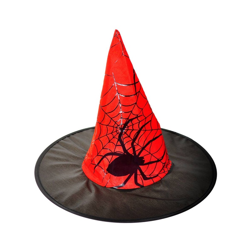 Spiderweb Girls Red and Black Halloween Witch Hat