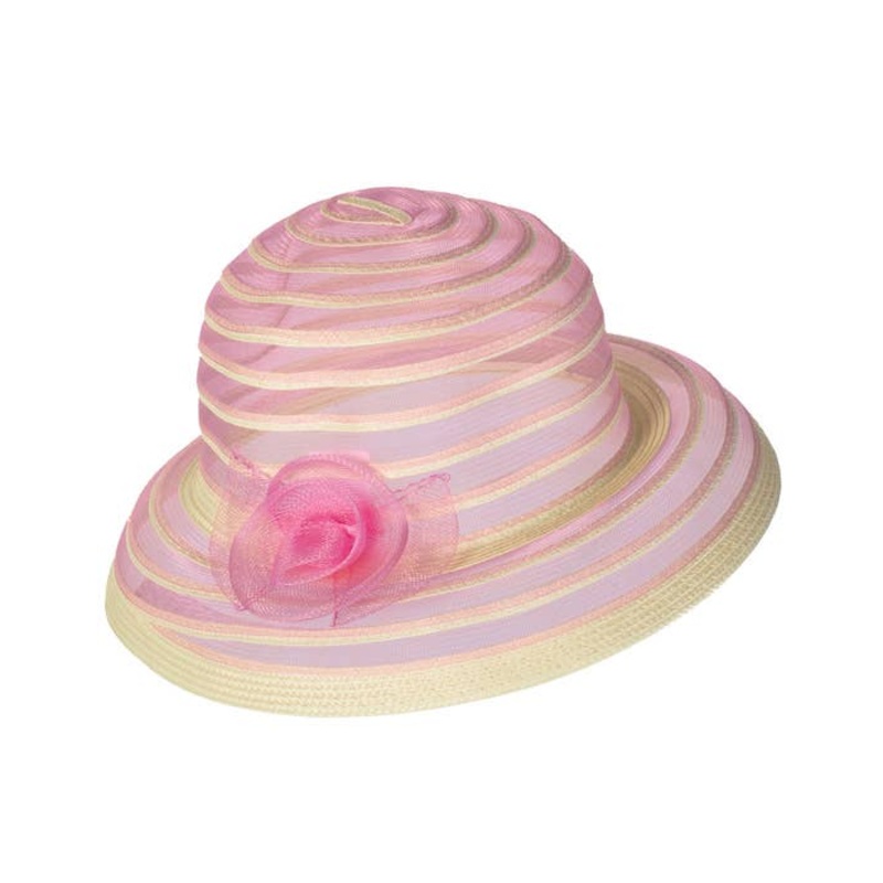 Striped Womens White And Pink 1940s Race Day Costume Hat