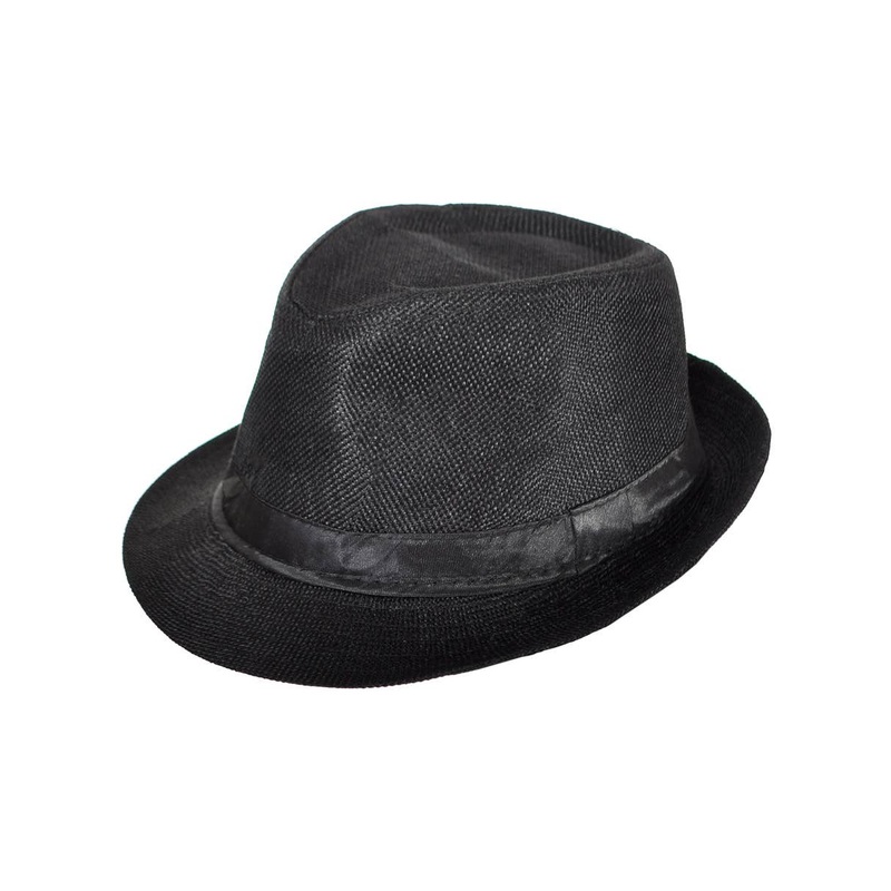 Woven Black Canvas 20s Gangster Fedora Costume Hat