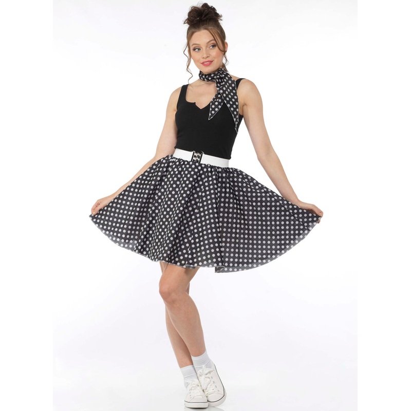 1950s Black and White Polka Dot Womens Skirt