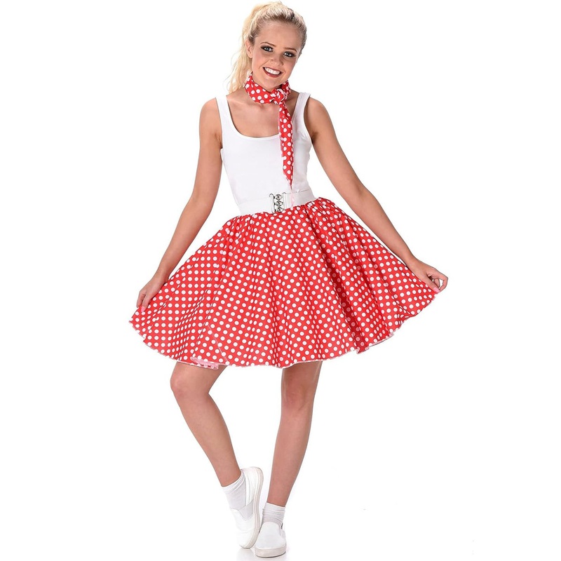 1950s Red and White Polka Dot Plus Size Womens Skirt
