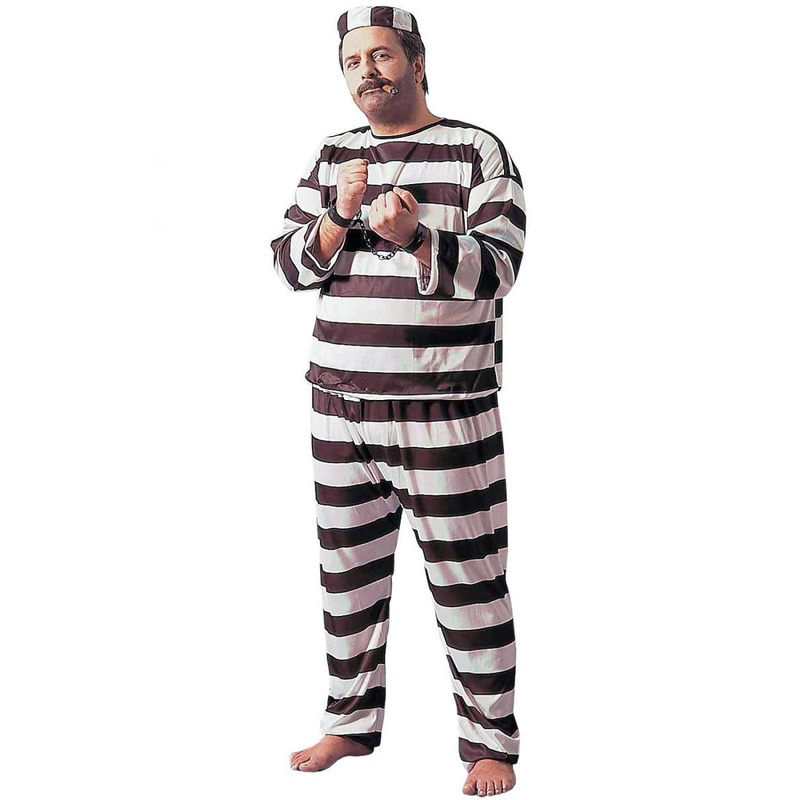 Classic Black and White Convict Mens Costume