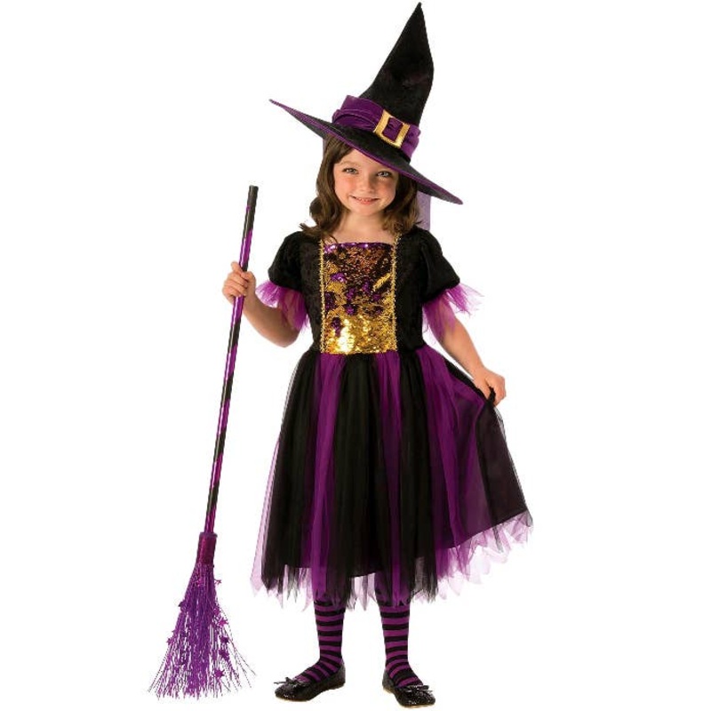 Colour Magic Girls Purple Witch Halloween Costume