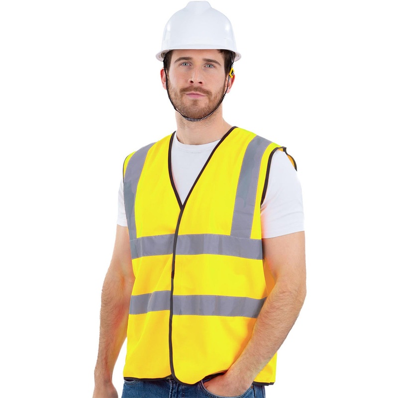 Construction Worker Mens Yellow Hi Vis Costume Vest
