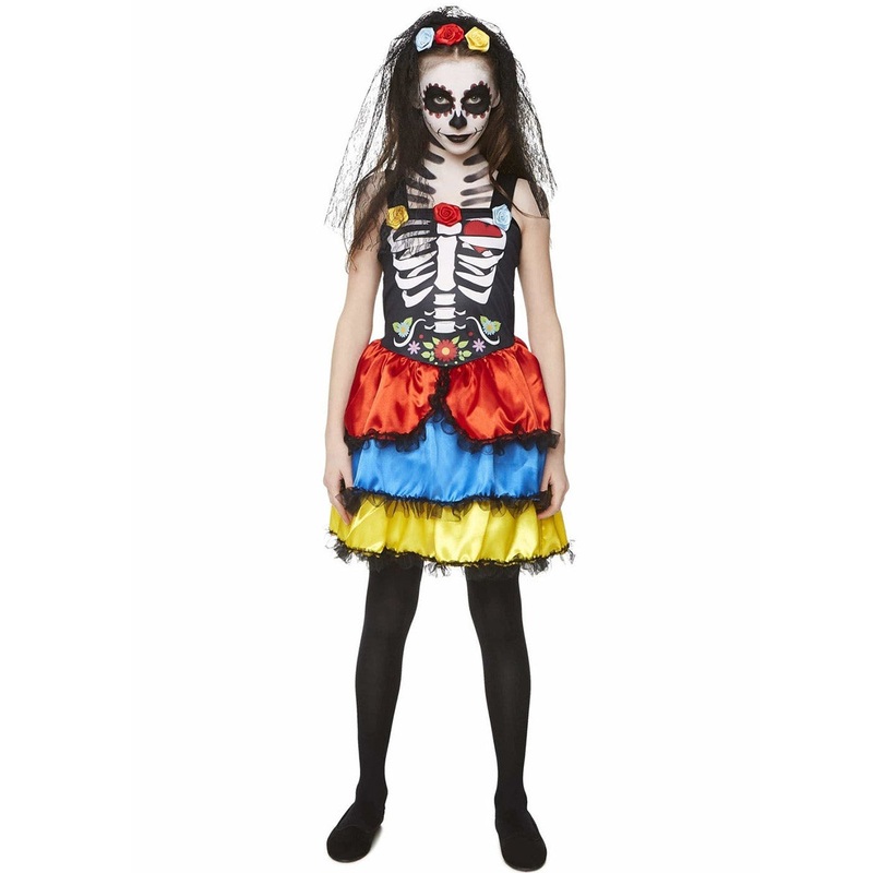 Day Of The Dead Senorita Girls Sugar Skull Costume