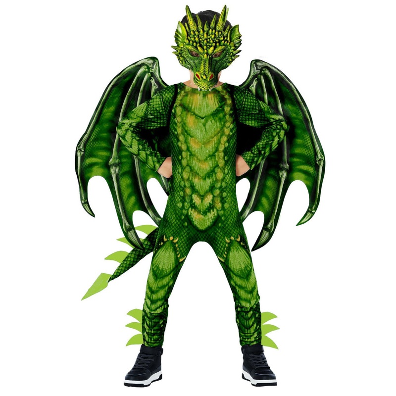 Deluxe Mythical Teen Boys Green Dragon Costume