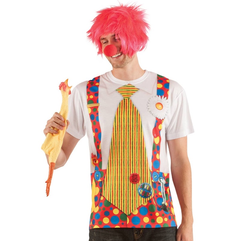 Faux Real Mens Clown with Big Tie Costume Top