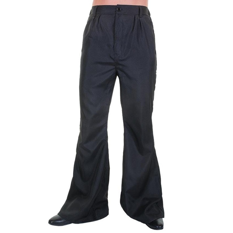 Flared Black 1970s Mens Costume Pants