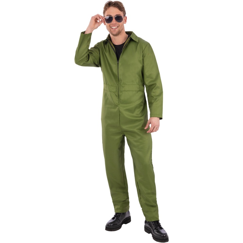 Green Mens Top Gun Flight Suit Costume