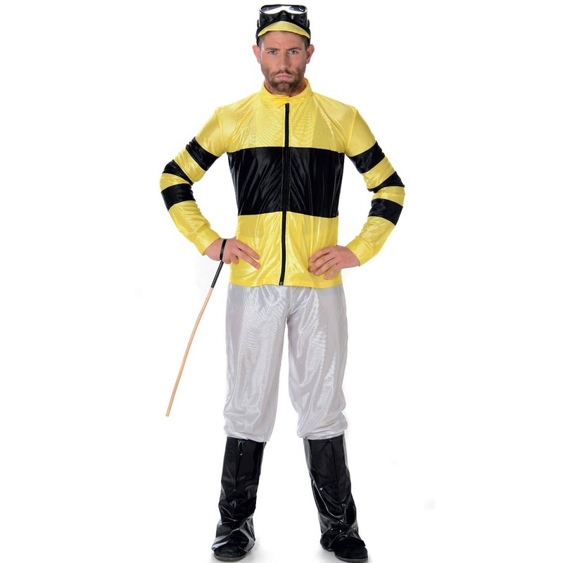Horse Racer Mens Yellow Jockey Costume