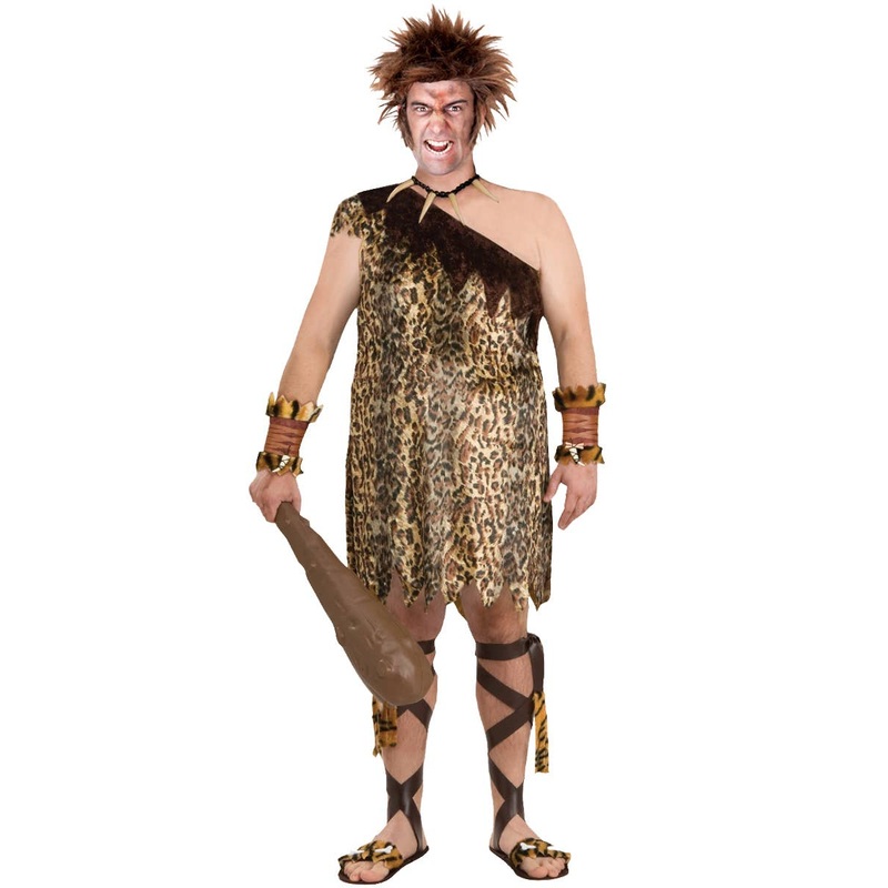Macho Cave Man Leopard Print Mens Plus Size Costume