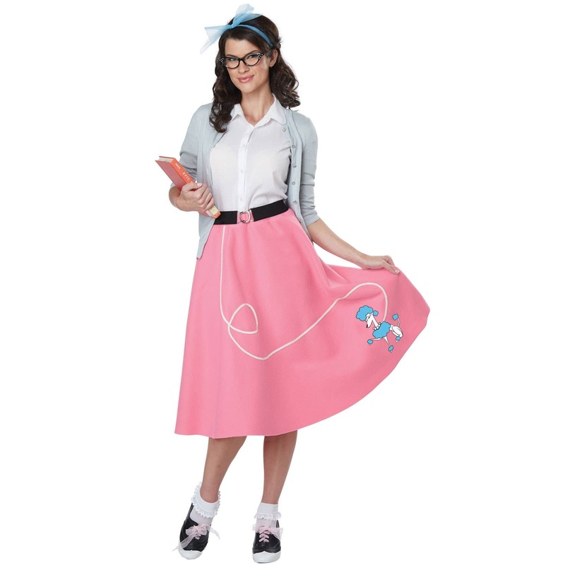 Nifty Womens Pink 50s Poodle Skirt Costume