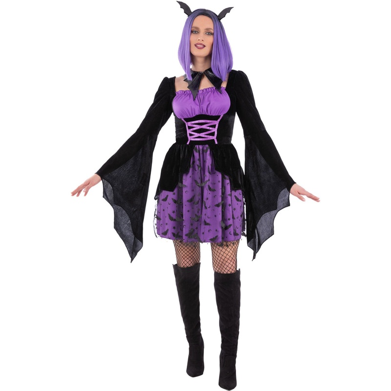 Purple Womens Vampire Bat Halloween Costume