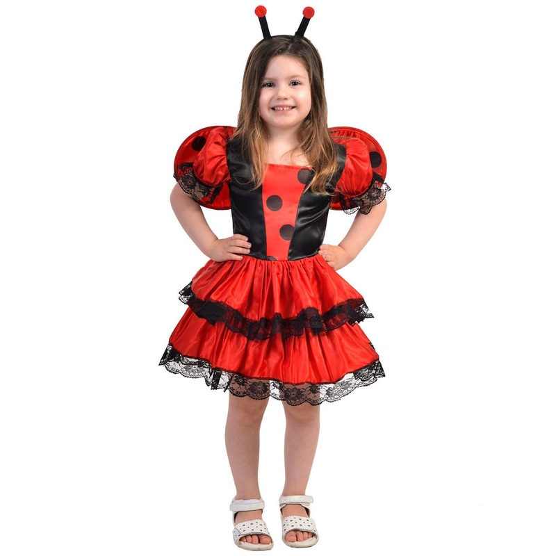 Spotty Red and Black Girls Ladybug Costume