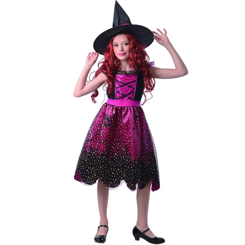 Starry Pink Witch Girls Halloween Costume
