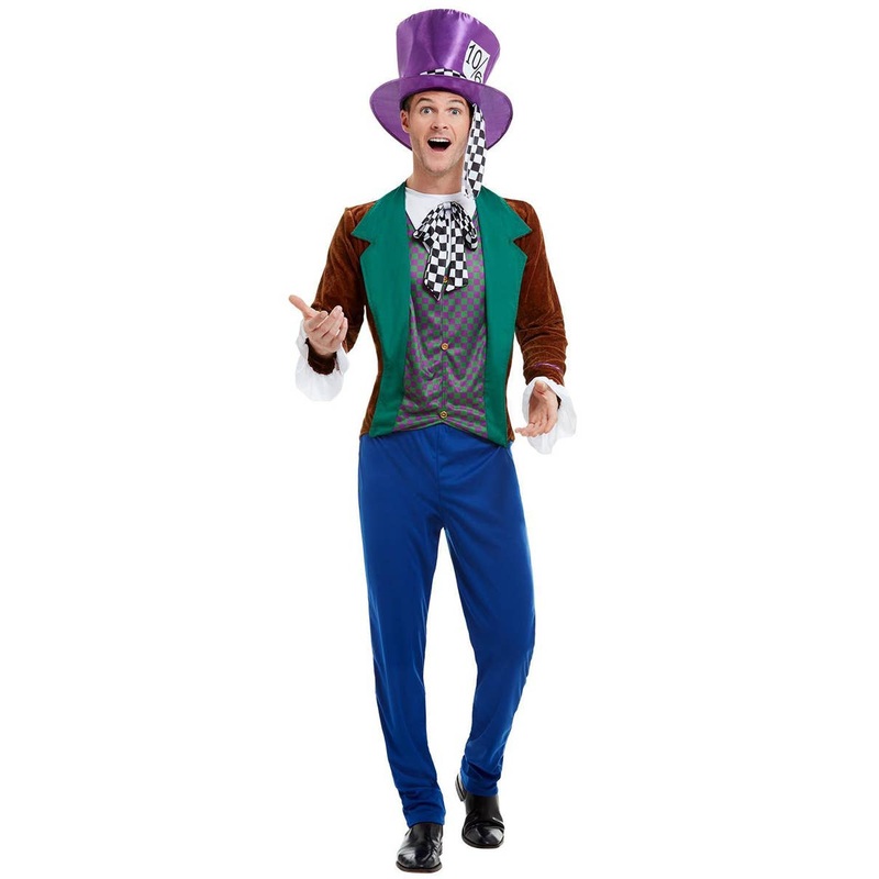 Tea Party Hatter Mens Wonderland Dress Up Costume
