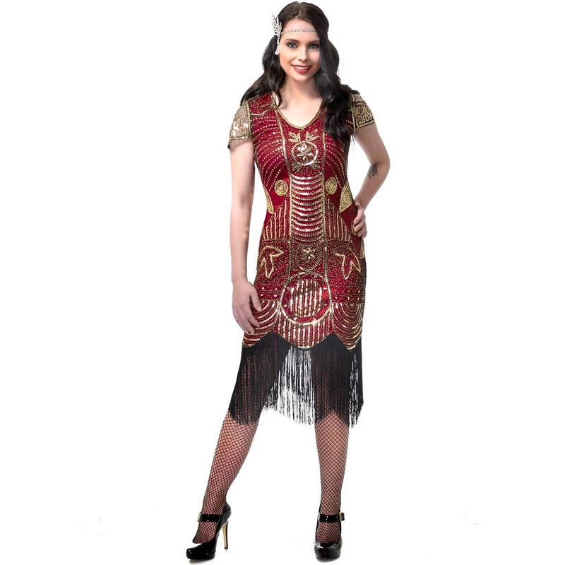 20s Red and Gold Womens Great Gatsby Costume