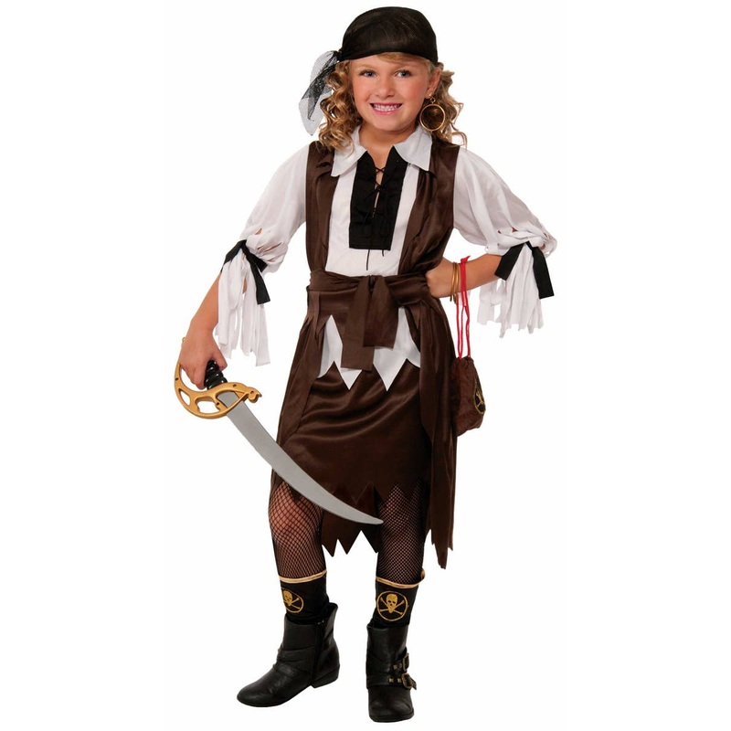 Brown and White Girls Pirate Costume