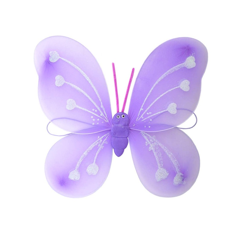 Cute Purple Glitter Butterfly Fairy Girls Costume Wings