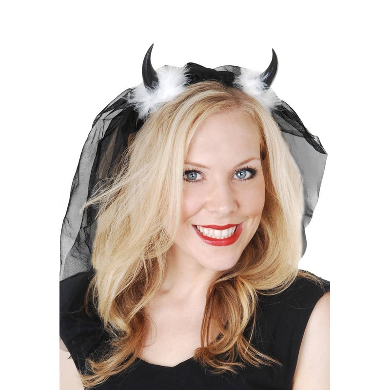 Dark Devil Horns with Veil Halloween Costume Accessory
