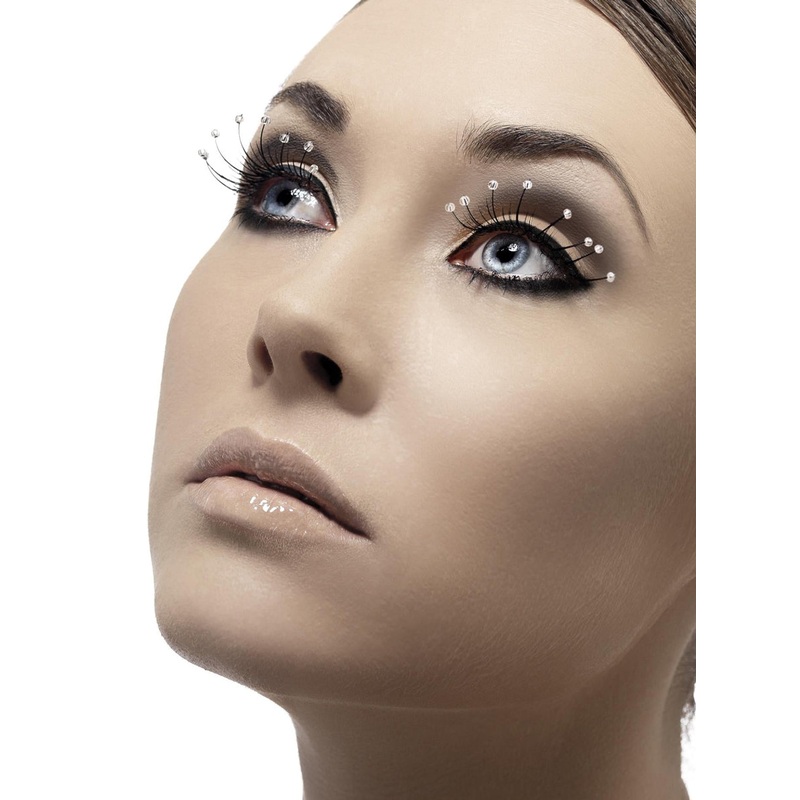 Delicate Black Faux Crystal Droplet Costume Eyelashes