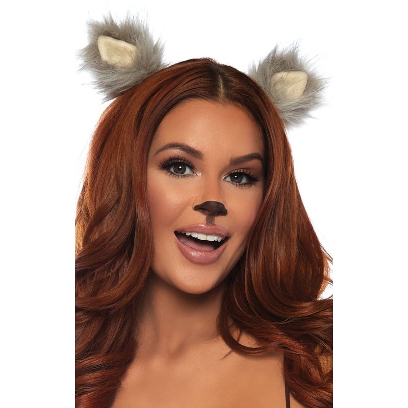Furry Grey Animal Ears Hair Clip Costume Accessory