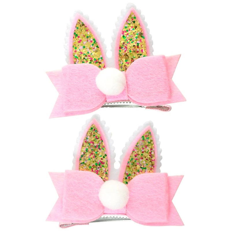 Glittery Easter Bunny Ears Hair Clips
