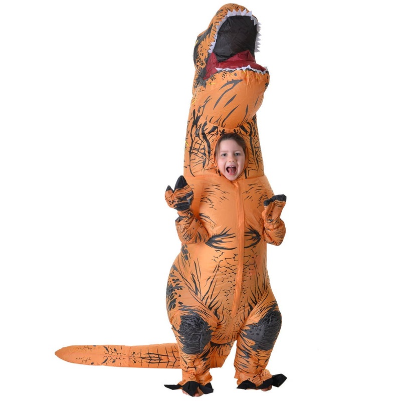 Inflatable Brown T-Rex Dinosaur Kids Costume