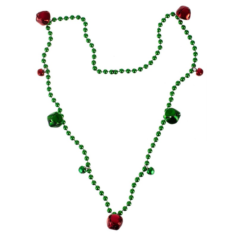 Jingle Bells Green Beaded Christmas Necklace
