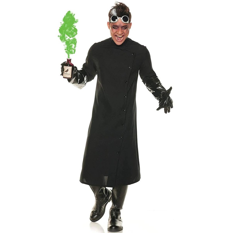 Mad Doctor Mens Black Lab Coat Halloween Costume
