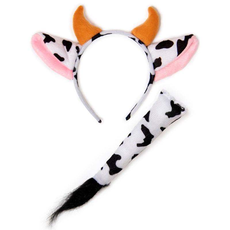 Moo Cow Kids Black and White Animal Ears and Tail Accessory Set