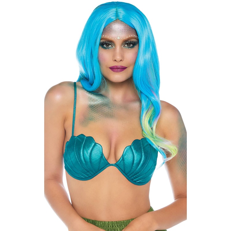 Mystical Mermaid Teal Shell Bra Costume Top