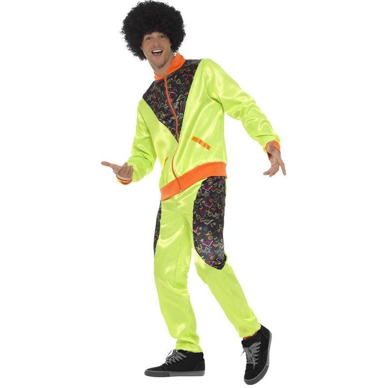 Neon Green 1980s Retro Shell Suit Mens Costume