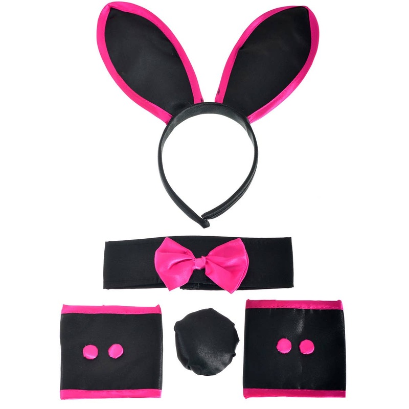 Playboy Bunny Inspired Black and Pink Costume Accessory Set