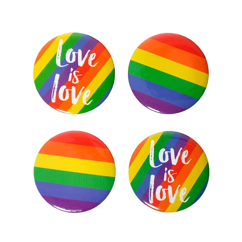 Rainbow Love is Love Mardi Gras Pin Badges