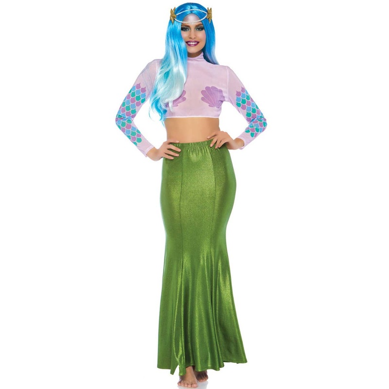 Shimmer Spandex Womens Green Mermaid Skirt